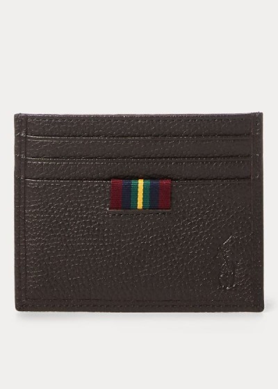 Porta Tarjetas Polo Ralph Lauren Hombre Marrom Oscuro - Pebbled Leather - ZFXAH1785